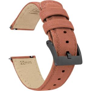 imageBARTON Sailcloth Quick Release Premium Nylon Weave Choice of Color and Width 18mm 19mm 20mm 21mm 22mm 23mm 24mmCopper Orange  Gunmetal Grey Buckle