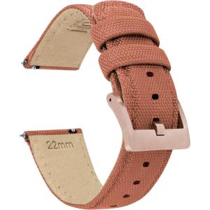 imageBARTON Sailcloth Quick Release Premium Nylon Weave Choice of Color and Width 18mm 19mm 20mm 21mm 22mm 23mm 24mmCopper Orange  Rose Gold Buckle