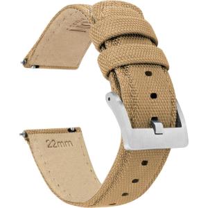 imageBARTON Sailcloth Quick Release Premium Nylon Weave Choice of Color and Width 18mm 19mm 20mm 21mm 22mm 23mm 24mmKhaki Tan