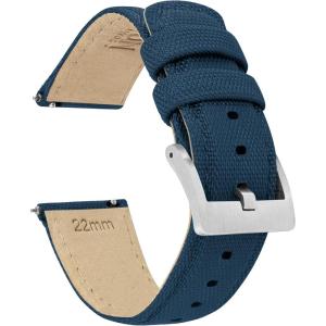 imageBARTON Sailcloth Quick Release Premium Nylon Weave Choice of Color and Width 18mm 19mm 20mm 21mm 22mm 23mm 24mmNavy Blue