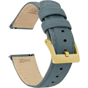 imageBARTON Sailcloth Quick Release Premium Nylon Weave Choice of Color and Width 18mm 19mm 20mm 21mm 22mm 23mm 24mmSlate Grey  Gold Buckle
