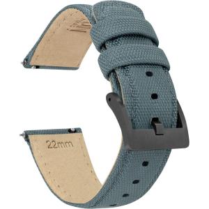 imageBARTON Sailcloth Quick Release Premium Nylon Weave Choice of Color and Width 18mm 19mm 20mm 21mm 22mm 23mm 24mmSlate Grey  Gunmetal Grey Buckle