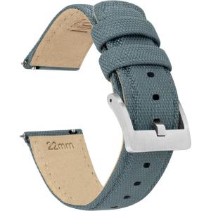 imageBARTON Sailcloth Quick Release Premium Nylon Weave Choice of Color and Width 18mm 19mm 20mm 21mm 22mm 23mm 24mmSlate Grey