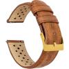imageBarton Racing amp Rally Horween Leather Straps with Integrated Quick Release Spring Bars  Standard Length fits Wrists 5 to 818mm 19mm 20mm 21mm 22mm 23mm amp 24mm Watch Bands  Choose Strap Color amp WidthCaramel Racing Style  Gold Buckle