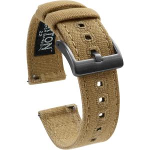 image20mm Khaki  BARTON Canvas Quick Release Watch Band Straps with Gunmetal Grey Buckles  Choose Color amp Width  18mm 20mm or 22mm