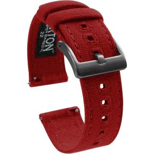 image22mm Crimson Red  BARTON Canvas Quick Release Watch Band Straps with Gunmetal Grey Buckles  Choose Color amp Width  18mm 20mm or 22mm