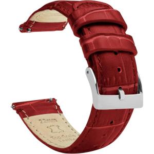imageBARTON WATCH BANDS 22mm Crimson Red  Long  Alligator Grain  Quick Release Leather Watch Bands