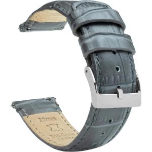 imageBARTON WATCH BANDS 22mm Smoke Grey  Long  Alligator Grain  Quick Release Leather Watch Bands