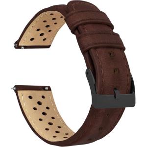 imageBarton Racing amp Rally Horween Leather Straps with Integrated Quick Release Spring Bars  Standard Length fits Wrists 5 to 818mm 19mm 20mm 21mm 22mm 23mm amp 24mm Watch Bands  Choose Strap Color amp WidthChocolate Racing Style  Gunmetal Buckle