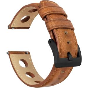 imageBarton Racing amp Rally Horween Leather Straps with Integrated Quick Release Spring Bars  Standard Length fits Wrists 5 to 818mm 19mm 20mm 21mm 22mm 23mm amp 24mm Watch Bands  Choose Strap Color amp WidthCaramel Rally Style  Black Buckle