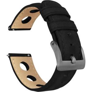 image19mm Black  BARTON Rally Horween Leather Gunmetal Buckle Watch Bands  Quick Release  Choose Strap Color amp Width