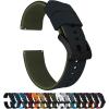 imageBARTON Elite Silicone Watch Bands  Quick Release  Choose Strap Color amp Buckle Color Stainless Steel Black PVD or Gunmetal Grey  18mm 20mm 22mm amp 24mm Watch StrapsBlack Top  Army Green Bottom  Black PVD Buckle