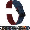 imageBARTON Elite Silicone Watch Bands  Quick Release  Choose Strap Color amp Buckle Color Stainless Steel Black PVD or Gunmetal Grey  18mm 20mm 22mm amp 24mm Watch StrapsNavy Blue Top  Crimson Red Bottom  Black PVD Buckle