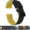 imageBARTON Elite Silicone Watch Bands  Quick Release  Choose Strap Color amp Buckle Color Stainless Steel Black PVD or Gunmetal Grey  18mm 20mm 22mm amp 24mm Watch StrapsBlack Top  Yellow Bottom  Black PVD Buckle
