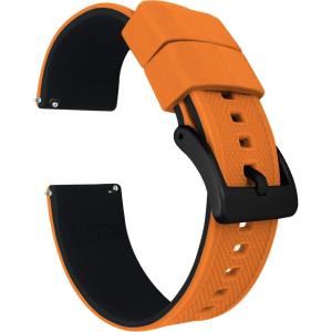 imageBARTON Elite Silicone Watch Bands  Quick Release  Choose Strap Color amp Buckle Color Stainless Steel Black PVD or Gunmetal Grey  18mm 20mm 22mm amp 24mm Watch StrapsPumpkin Orange Top  Black Bottom  Black PVD Buckle