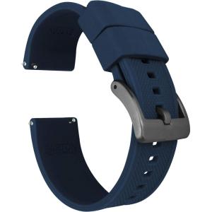 imageBARTON Elite Silicone Watch Bands  Quick Release  Choose Strap Color amp Buckle Color Stainless Steel Black PVD or Gunmetal Grey  18mm 20mm 22mm amp 24mm Watch StrapsNavy Blue  Gunmetal Grey