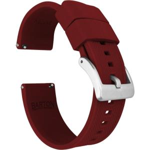 imageBARTON Elite Silicone Watch Bands  Quick Release  Choose Strap Color amp Buckle Color Stainless Steel Black PVD or Gunmetal Grey  18mm 20mm 22mm amp 24mm Watch StrapsCrimson Red