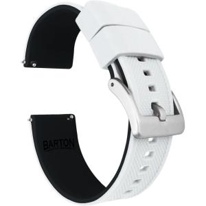 imageBARTON Elite Silicone Watch Bands  Quick Release  Choose Strap Color amp Buckle Color Stainless Steel Black PVD or Gunmetal Grey  18mm 20mm 22mm amp 24mm Watch StrapsWhite Top  Black Bottom