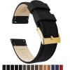 imageBARTON WATCH BANDS  Top Grain Leather Watch Bands Compatible with Apple Watch Models  1 2 3 4 5 6 7 8 9 10 SE Ultra amp Ultra 2Black Leather  Black Stitching Gold Buckle