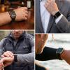 imageBARTON WATCH BANDS  Top Grain Leather Watch Bands Compatible with Apple Watch Models  1 2 3 4 5 6 7 8 9 10 SE Ultra amp Ultra 2Black Leather  Black Stitching