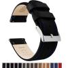 imageBARTON WATCH BANDS  Top Grain Leather Watch Bands Compatible with Apple Watch Models  1 2 3 4 5 6 7 8 9 10 SE Ultra amp Ultra 2Black Leather  Blue Stitching