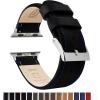 imageBARTON WATCH BANDS  Top Grain Leather Watch Bands Compatible with Apple Watch Models  1 2 3 4 5 6 7 8 9 10 SE Ultra amp Ultra 2Black Leather  Blue Stitching
