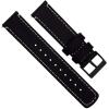 imageBARTON WATCH BANDS  Top Grain Leather Watch Bands Compatible with Apple Watch Models  1 2 3 4 5 6 7 8 9 10 SE Ultra amp Ultra 2Black Leather  Linen White Stitching Black Buckle