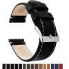 imageBARTON WATCH BANDS  Top Grain Leather Watch Bands Compatible with Apple Watch Models  1 2 3 4 5 6 7 8 9 10 SE Ultra amp Ultra 2Black Leather  Linen White Stitching