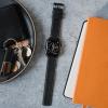 imageBARTON WATCH BANDS  Top Grain Leather Watch Bands Compatible with Apple Watch Models  1 2 3 4 5 6 7 8 9 10 SE Ultra amp Ultra 2Black Leather  Orange Stitching Black Hardware