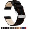 imageBARTON WATCH BANDS  Top Grain Leather Watch Bands Compatible with Apple Watch Models  1 2 3 4 5 6 7 8 9 10 SE Ultra amp Ultra 2Black Leather  Orange Stitching