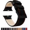 imageBARTON WATCH BANDS  Top Grain Leather Watch Bands Compatible with Apple Watch Models  1 2 3 4 5 6 7 8 9 10 SE Ultra amp Ultra 2Black Leather  Orange Stitching Black Hardware