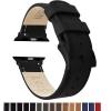 imageBARTON WATCH BANDS  Top Grain Leather Watch Bands Compatible with Apple Watch Models  1 2 3 4 5 6 7 8 9 10 SE Ultra amp Ultra 2Black Leather  Orange Stitching Black Hardware