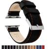 imageBARTON WATCH BANDS  Top Grain Leather Watch Bands Compatible with Apple Watch Models  1 2 3 4 5 6 7 8 9 10 SE Ultra amp Ultra 2Black Leather  Orange Stitching