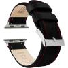 imageBARTON WATCH BANDS  Top Grain Leather Watch Bands Compatible with Apple Watch Models  1 2 3 4 5 6 7 8 9 10 SE Ultra amp Ultra 2Black Leather  Red Stitching