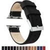 imageBARTON WATCH BANDS  Top Grain Leather Watch Bands Compatible with Apple Watch Models  1 2 3 4 5 6 7 8 9 10 SE Ultra amp Ultra 2Black Leather  Stitching