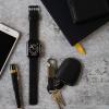 imageBARTON WATCH BANDS  Top Grain Leather Watch Bands Compatible with Apple Watch Models  1 2 3 4 5 6 7 8 9 10 SE Ultra amp Ultra 2Black Leather  Stitching Black Hardware