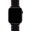 imageBARTON WATCH BANDS  Top Grain Leather Watch Bands Compatible with Apple Watch Models  1 2 3 4 5 6 7 8 9 10 SE Ultra amp Ultra 2Black Leather  White Stitching Black Hardware