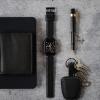 imageBARTON WATCH BANDS  Top Grain Leather Watch Bands Compatible with Apple Watch Models  1 2 3 4 5 6 7 8 9 10 SE Ultra amp Ultra 2Black Leather  White Stitching Black Hardware