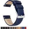 imageBARTON WATCH BANDS  Top Grain Leather Watch Bands Compatible with Apple Watch Models  1 2 3 4 5 6 7 8 9 10 SE Ultra amp Ultra 2Navy Blue Leather  Linen White Stitching