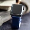 imageBARTON WATCH BANDS  Top Grain Leather Watch Bands Compatible with Apple Watch Models  1 2 3 4 5 6 7 8 9 10 SE Ultra amp Ultra 2Navy Blue Leather  Stitching Black Hardware