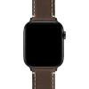 imageBARTON WATCH BANDS  Top Grain Leather Watch Bands Compatible with Apple Watch Models  1 2 3 4 5 6 7 8 9 10 SE Ultra amp Ultra 2Saddle Brown Leather  White Stitching Black Hardware