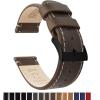 imageBARTON WATCH BANDS  Top Grain Leather Watch Bands Compatible with Apple Watch Models  1 2 3 4 5 6 7 8 9 10 SE Ultra amp Ultra 2Saddle Leather  Linen White Stitching Black Buckle