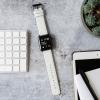 imageBARTON WATCH BANDS  Top Grain Leather Watch Bands Compatible with Apple Watch Models  1 2 3 4 5 6 7 8 9 10 SE Ultra amp Ultra 2White Leather  Stitching Black Hardware