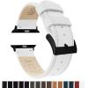 imageBARTON WATCH BANDS  Top Grain Leather Watch Bands Compatible with Apple Watch Models  1 2 3 4 5 6 7 8 9 10 SE Ultra amp Ultra 2White Leather  Stitching Black Hardware