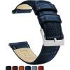 imageBARTON WATCH BANDS 20mm Navy Blue  Long  Alligator Grain  Quick Release Leather Watch Bands