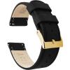 imageBARTON WATCH BANDS  Top Grain Leather Watch Bands Compatible with Apple Watch Models  1 2 3 4 5 6 7 8 9 10 SE Ultra amp Ultra 2Black Leather  Black Stitching Gold Buckle