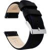 imageBARTON WATCH BANDS  Top Grain Leather Watch Bands Compatible with Apple Watch Models  1 2 3 4 5 6 7 8 9 10 SE Ultra amp Ultra 2Black Leather  Blue Stitching