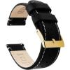 Black Leather / Linen White Stitching (Gold Buckle)