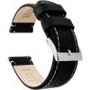 Black Leather / Linen White Stitching
