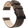 Saddle Leather / Linen White Stitching (Black Buckle)